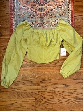 Nwt jopna green corset top size small 100% cotton whimsical boho fairy